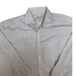 Charles Tyrwhitt Shirt Mens 16.5-33 Purple Stripe Button Up Non Iron Extra Slim